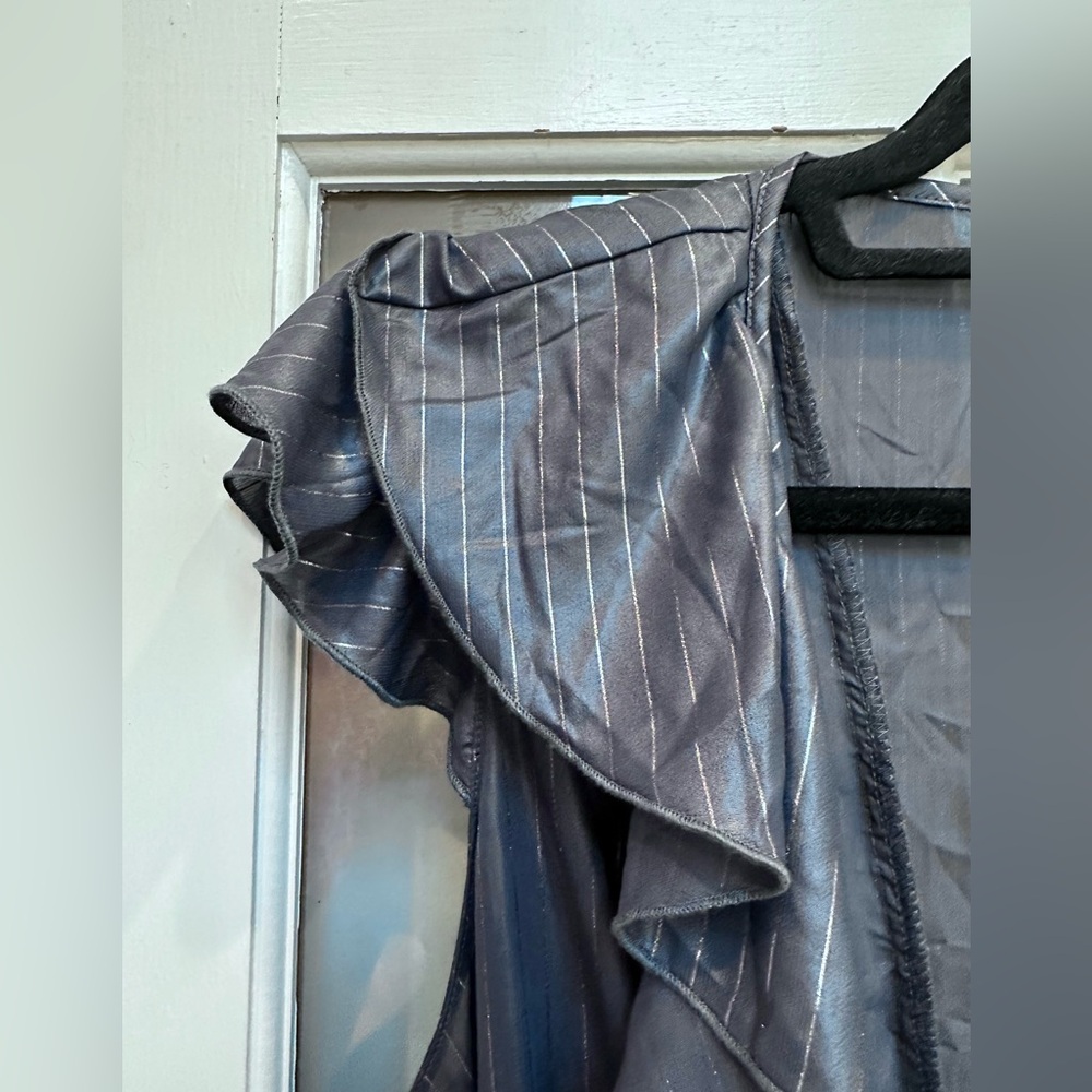 Victoria's Secret Shimmering Slate Blue Striped Ruffle Intimates Robe Size XL - Picture 5 of 13